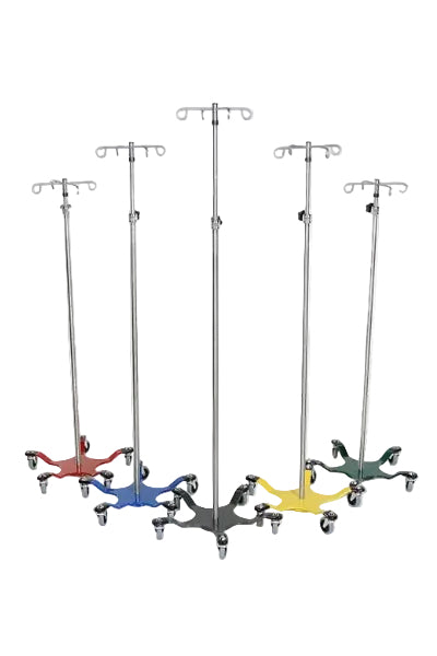 AcralMed Stainless Steel IV Pole - 5 Leg Spider Base