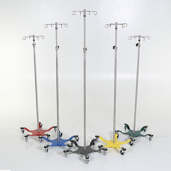 AcralMed Stainless Steel IV Pole - 5 Leg Spider Base