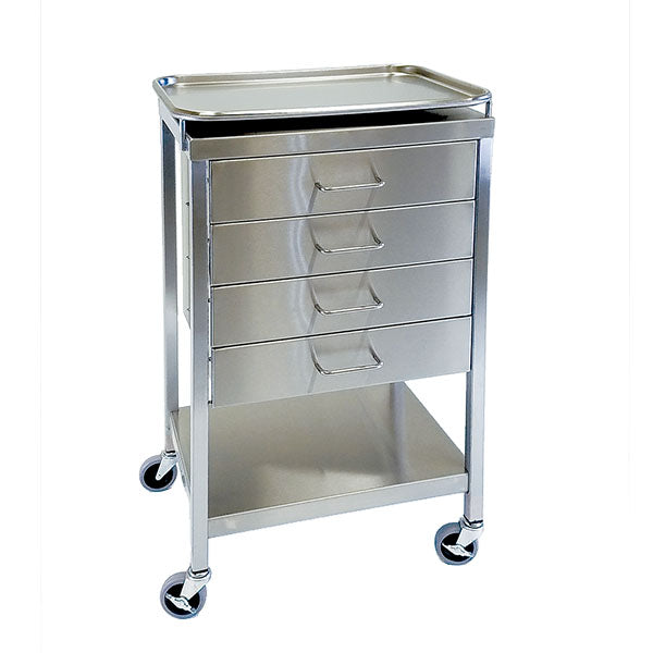 AcralMed Stainless Steel Anesthesia Cart with Removable Tray