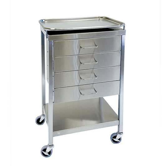 AcralMed Stainless Steel Anesthesia Cart with Removable Tray